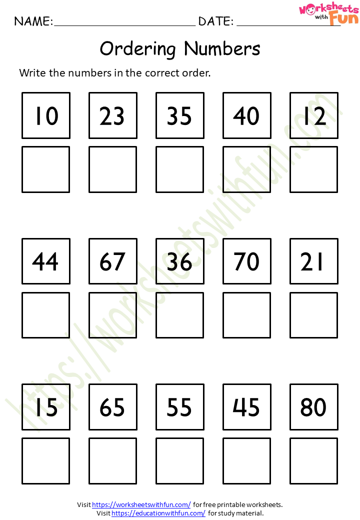 Topic Ordering Numbers Mathematics Preschool Wwf 5537